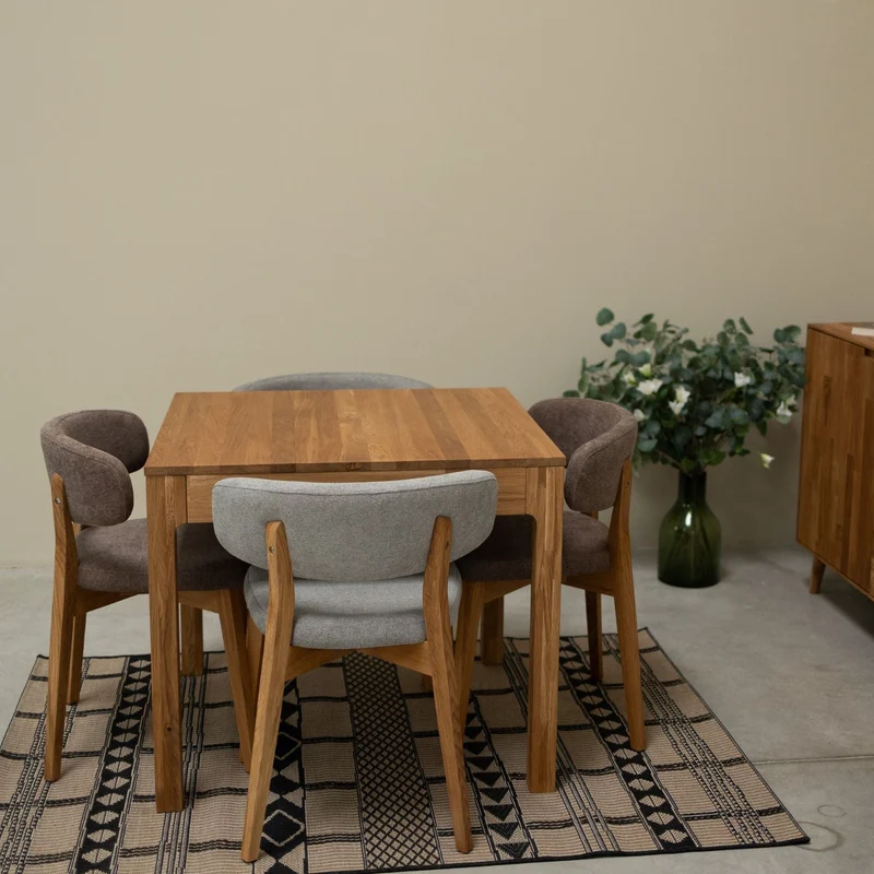 Set of 2 or 4 Claus Solid Oak Dining Chairs, Upholstered in Gray or Brown | NordicStory