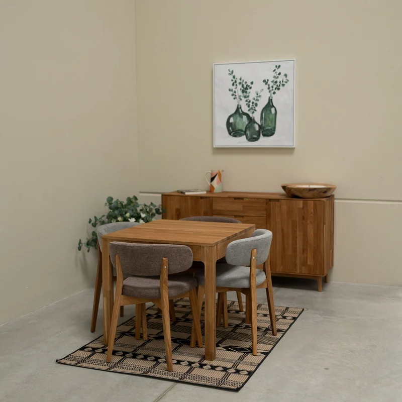 Set of 2 or 4 Claus Solid Oak Dining Chairs, Upholstered in Gray or Brown | NordicStory