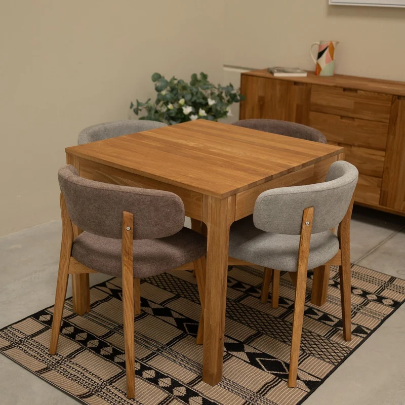 Set of 2 or 4 Claus Solid Oak Dining Chairs, Upholstered in Gray or Brown | NordicStory