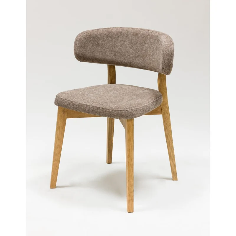 Set of 2 or 4 Claus Solid Oak Dining Chairs, Upholstered in Gray or Brown | NordicStory