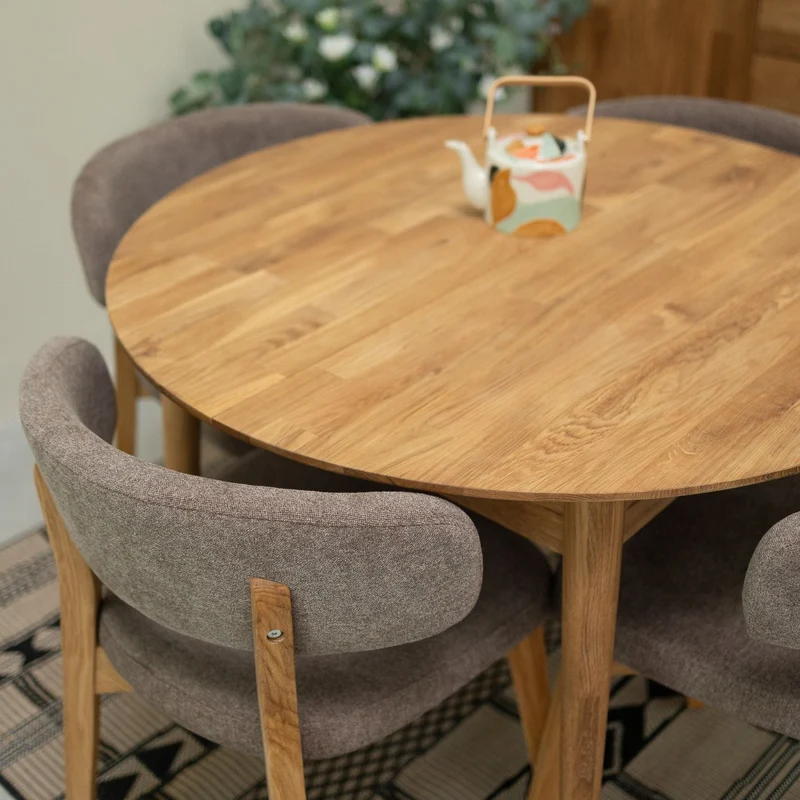 Set of 2 or 4 Claus Solid Oak Dining Chairs, Upholstered in Gray or Brown | NordicStory