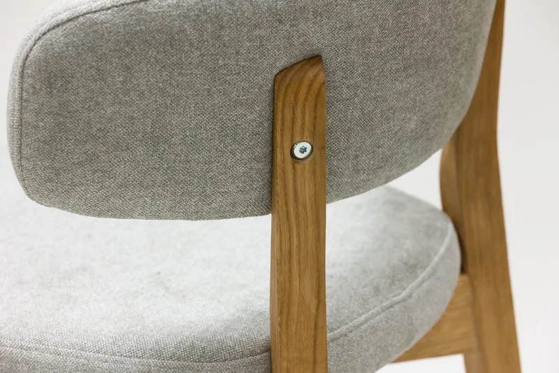 Set of 2 or 4 Claus Solid Oak Dining Chairs, Upholstered in Gray or Brown | NordicStory