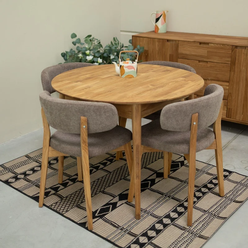 Set of 2 or 4 Claus Solid Oak Dining Chairs, Upholstered in Gray or Brown | NordicStory