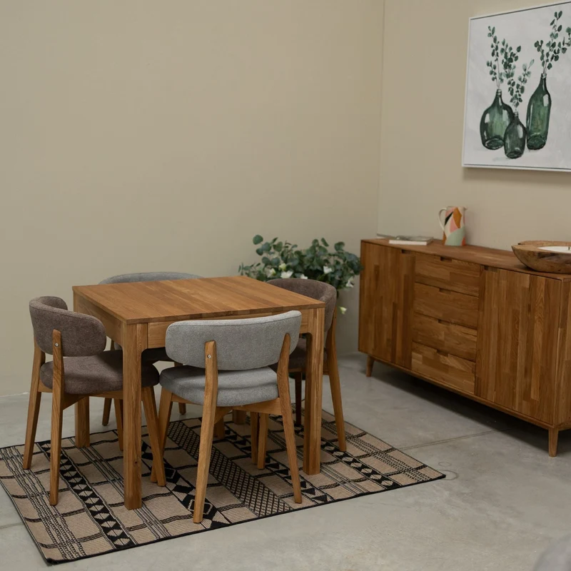 Set of 2 or 4 Claus Solid Oak Dining Chairs, Upholstered in Gray or Brown | NordicStory