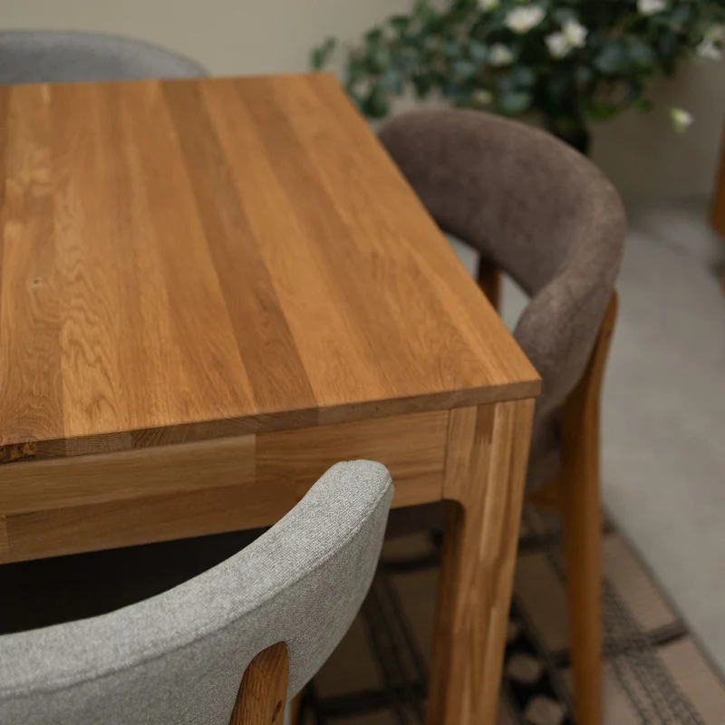Set of 2 or 4 Claus Solid Oak Dining Chairs, Upholstered in Gray or Brown | NordicStory