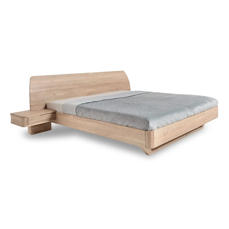ALINA Solid Oak Bed with Attached Nightstands | NordicStory