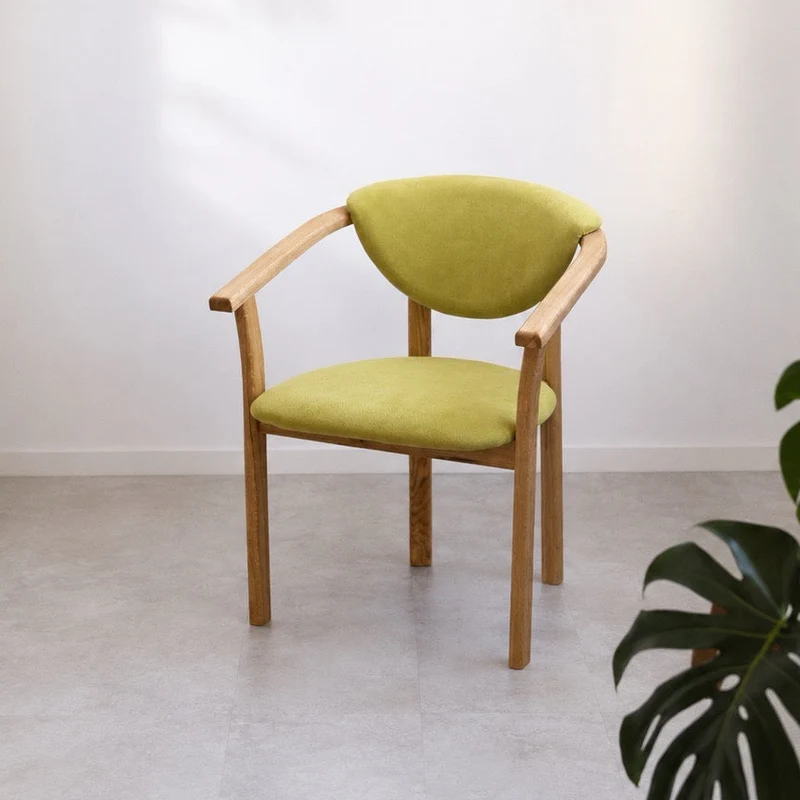 Pack of 2 or 4 Alexis Dining Chairs, Solid Oak Wood Frame, Upholstered in Green Life Color | NordicStory