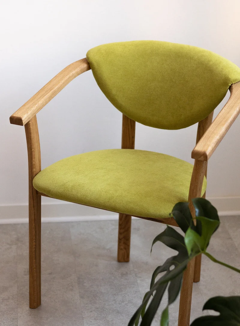 Pack of 2 or 4 Alexis Dining Chairs, Solid Oak Wood Frame, Upholstered in Green Life Color | NordicStory