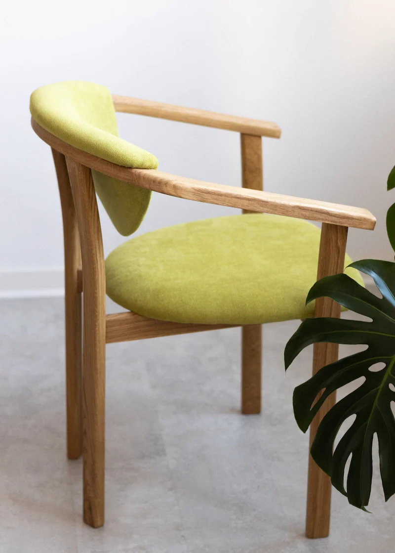 Pack of 2 or 4 Alexis Dining Chairs, Solid Oak Wood Frame, Upholstered in Green Life Color | NordicStory