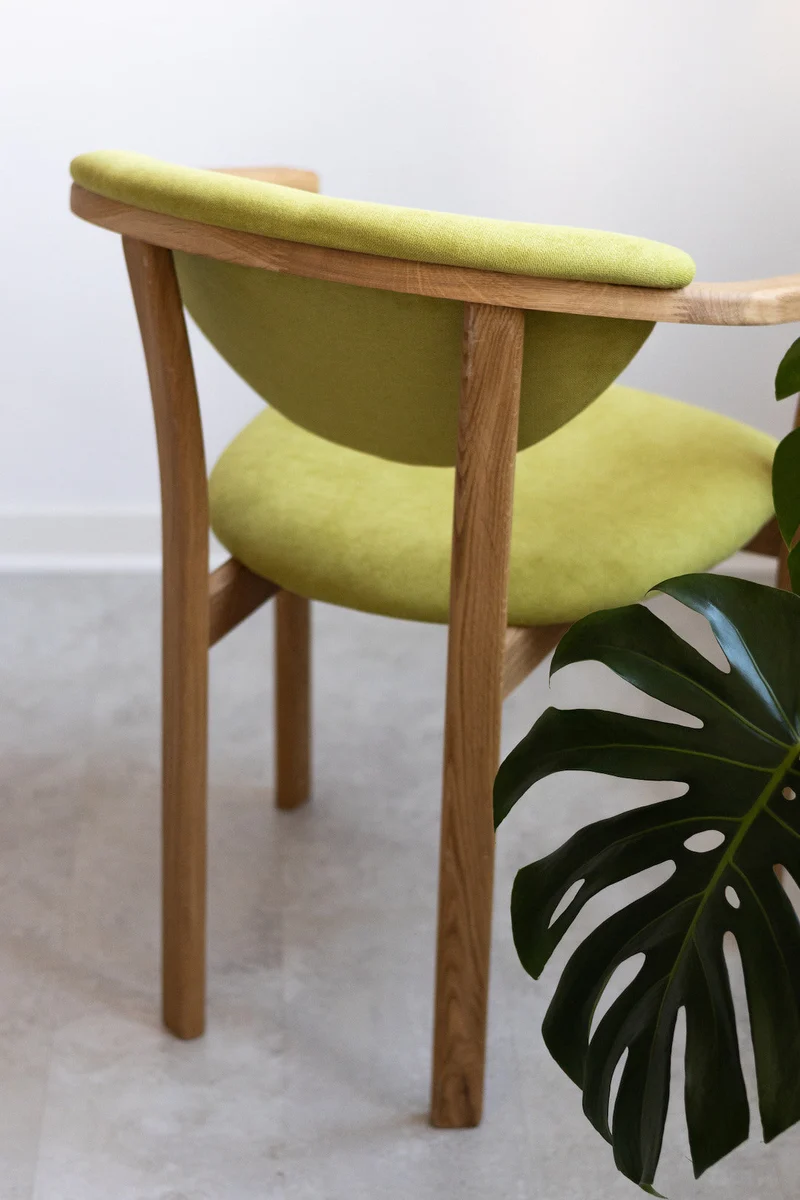 Pack of 2 or 4 Alexis Dining Chairs, Solid Oak Wood Frame, Upholstered in Green Life Color | NordicStory