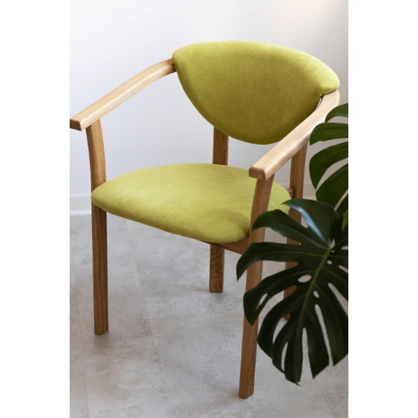 Pack of 2 or 4 Alexis Dining Chairs, Solid Oak Wood Frame, Upholstered in Green Life Color | NordicStory