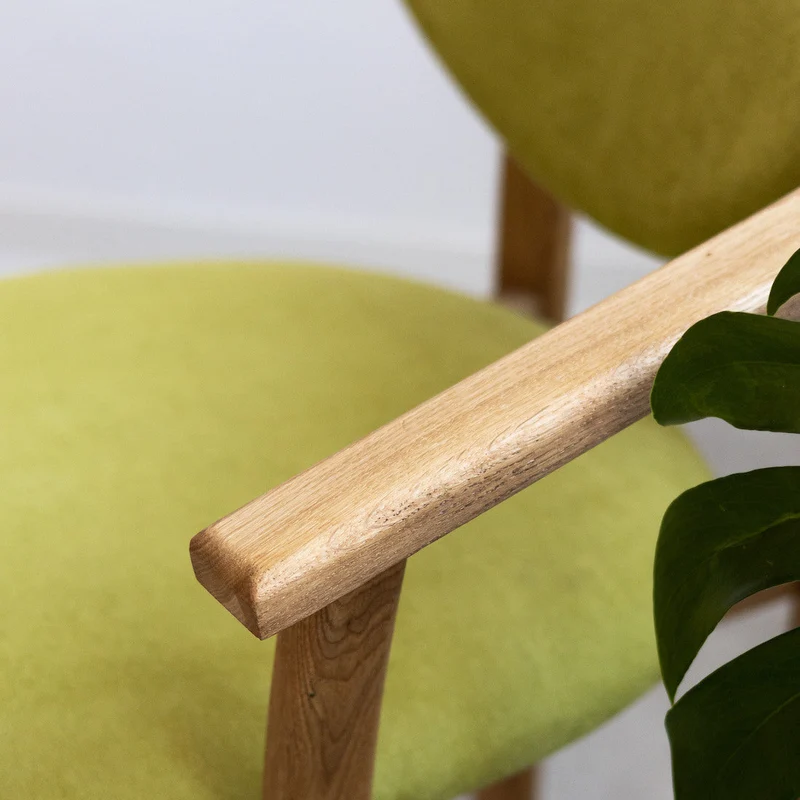 Pack of 2 or 4 Alexis Dining Chairs, Solid Oak Wood Frame, Upholstered in Green Life Color | NordicStory