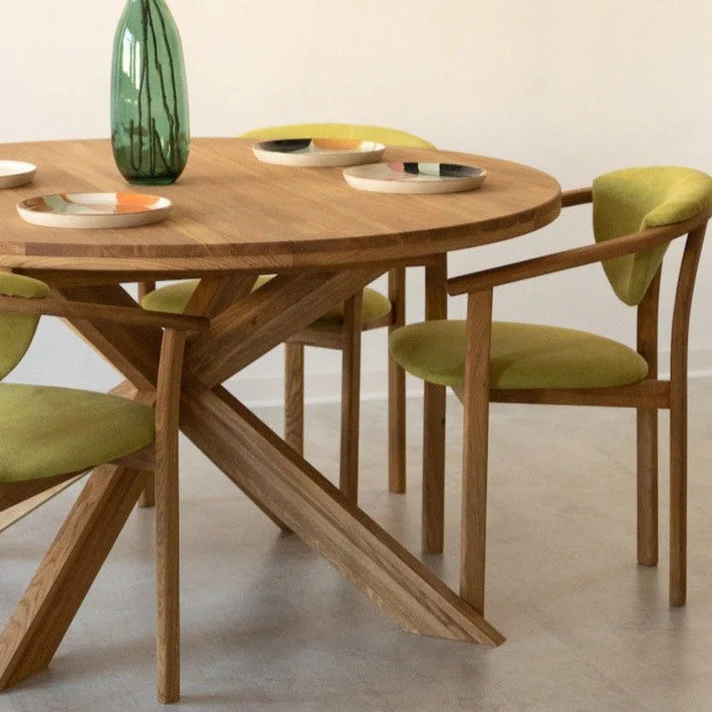 Pack of 2 or 4 Alexis Dining Chairs, Solid Oak Wood Frame, Upholstered in Green Life Color | NordicStory