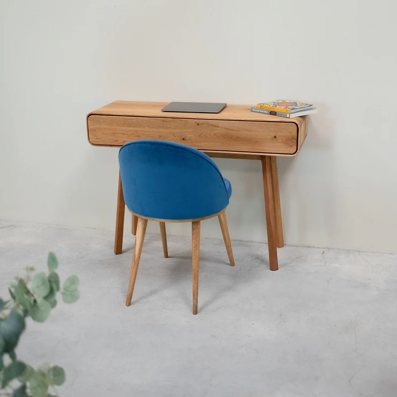 Pack of 2 or 4 Clara Dining Chairs, Solid Oak Wood Frame, Upholstered in Monako Blue | NordicStory