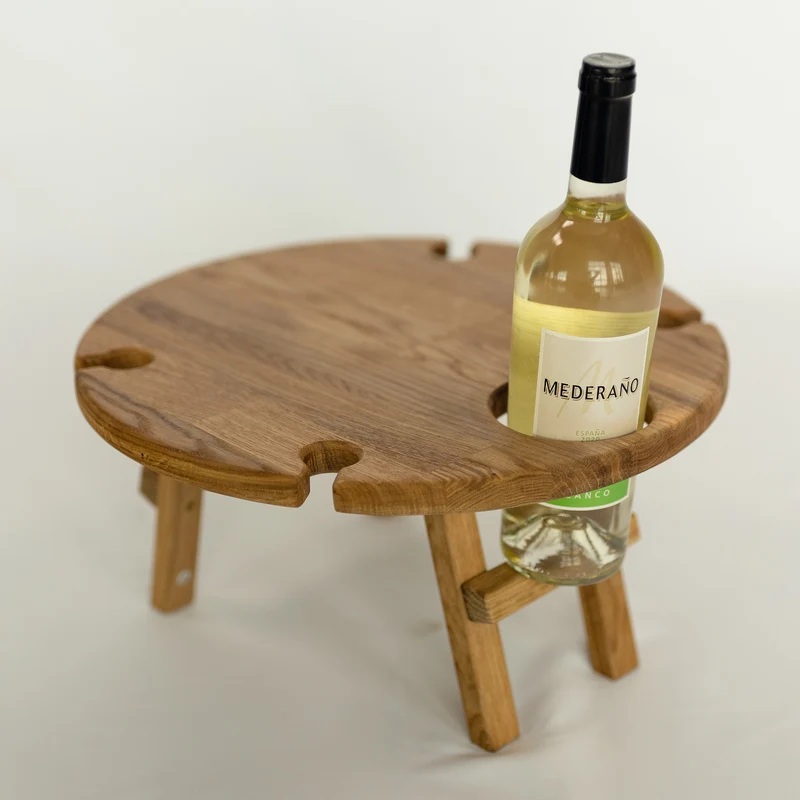 Folding mini wine table in solid oak wood | NordicStory