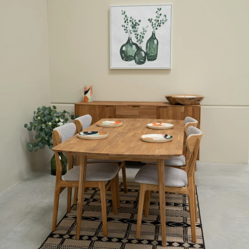 Rectangular extendable dining table in solid oak Escandi | NordicStory