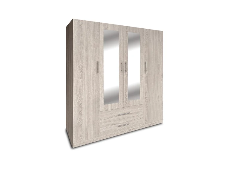 Armario de Dormitorio W 4 Puertas, con Espejo