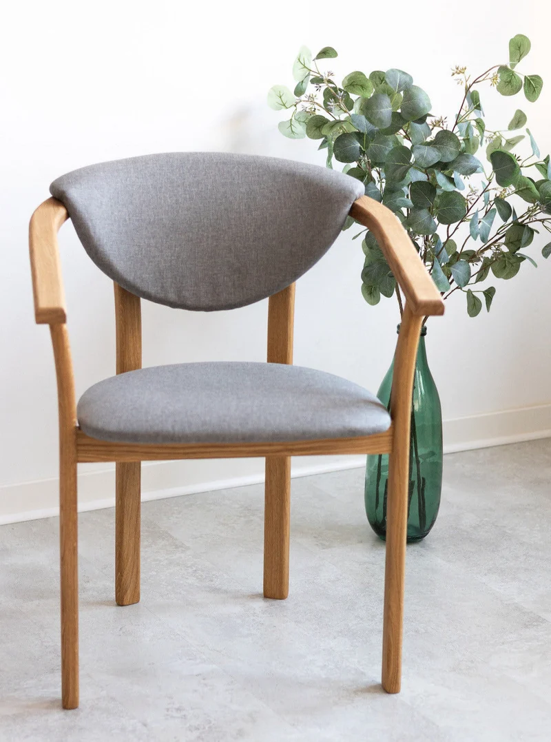 Pack of 2 or 4 Alexis Dining Chairs, Solid Oak Wood Frame, Nordic Gray Upholstery | NordicStory