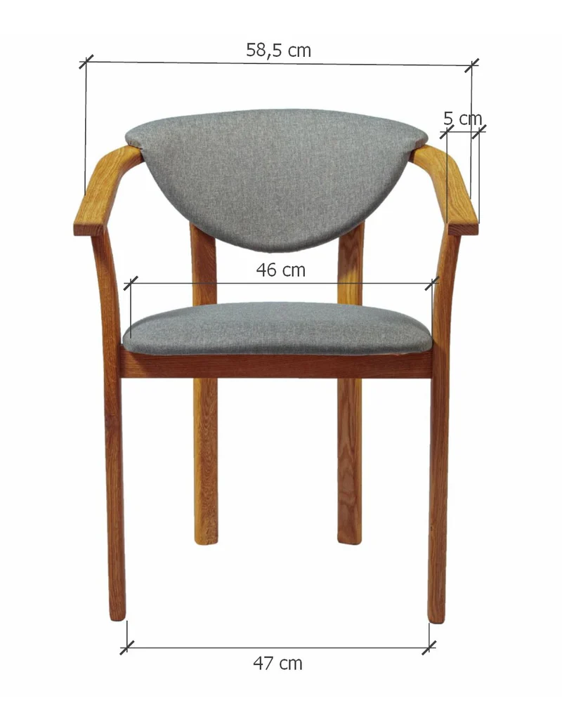 Pack of 2 or 4 Alexis Dining Chairs, Solid Oak Wood Frame, Nordic Gray Upholstery | NordicStory