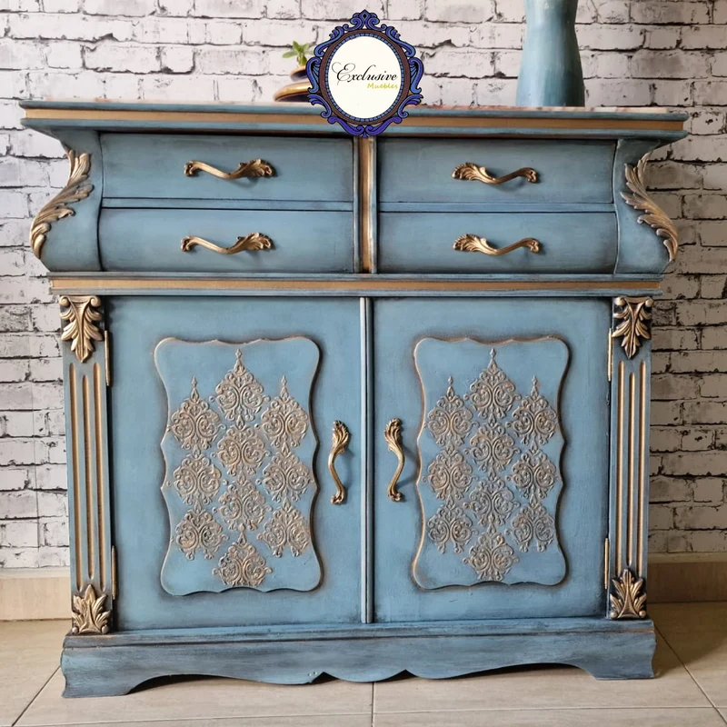 Mueble Auxiliar Restaurado Damasco