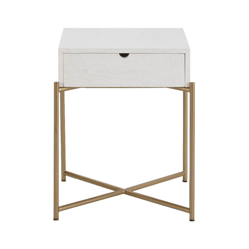 Madera Cedro White/Metal Bedside Table
