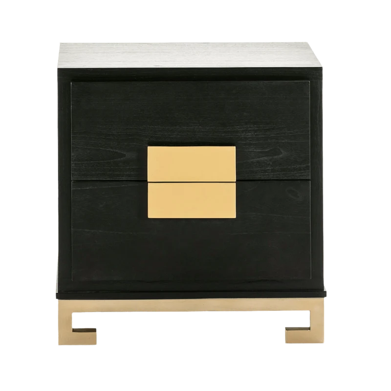 Madera Negro Dorado Bedside Table