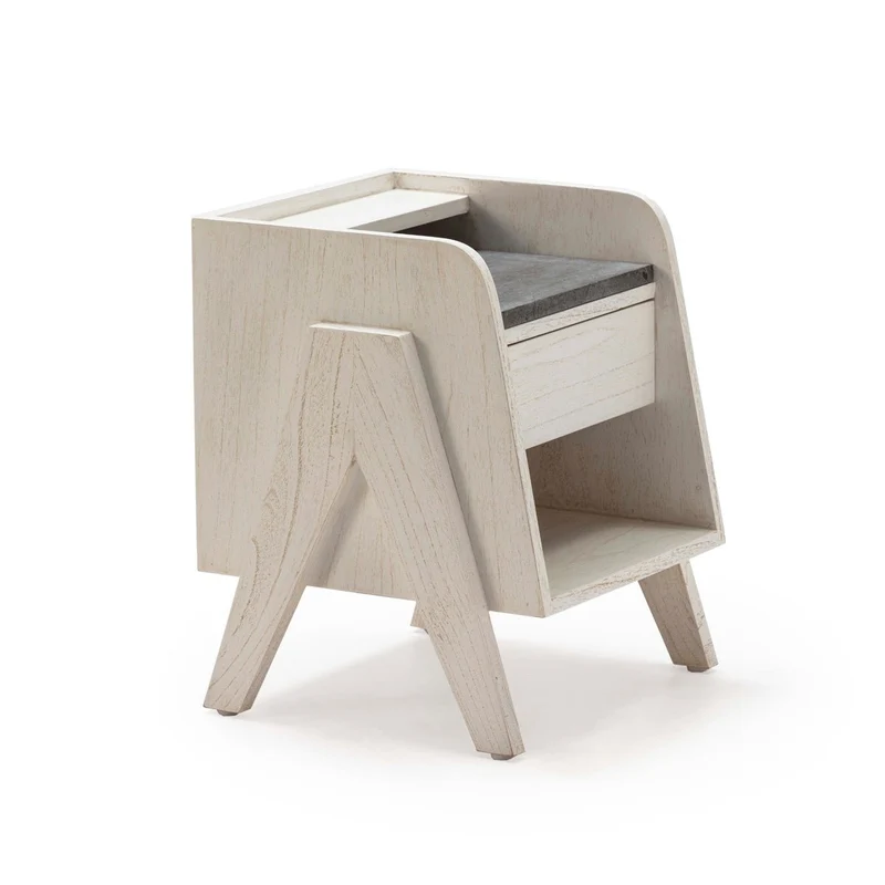 Madera Cedro White/Gris Bedside Table
