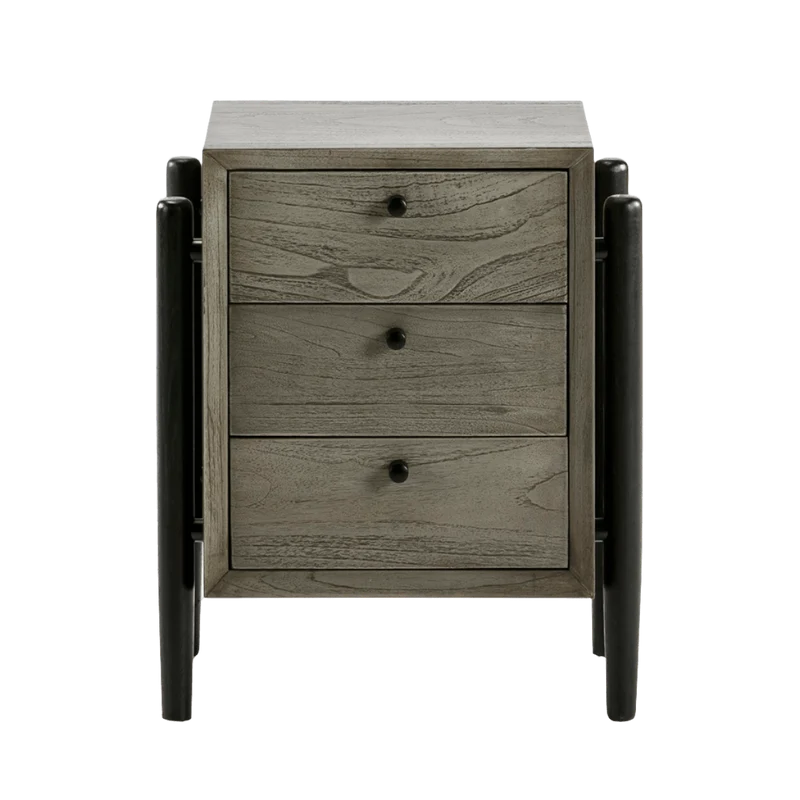 Madera Gris Negro Bedside Table