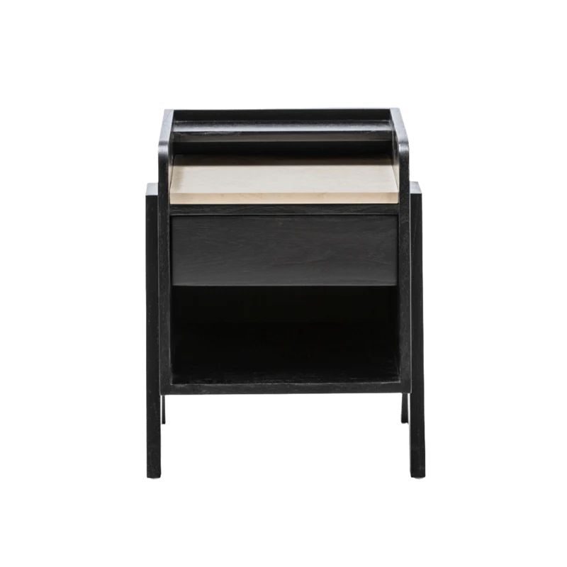 Madera Cedro and Marmol Black Bedside Table