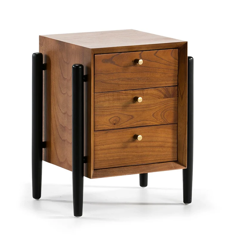 Madera Marron/White Bedside Table