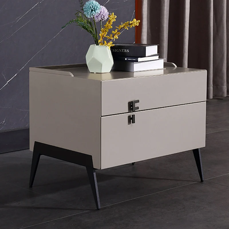 Space-Saving Bedroom Side Table - Durable Baking Paint & Stable Carbon Steel Accents Nightstand 2-Drawer Nightstand For Bedroom