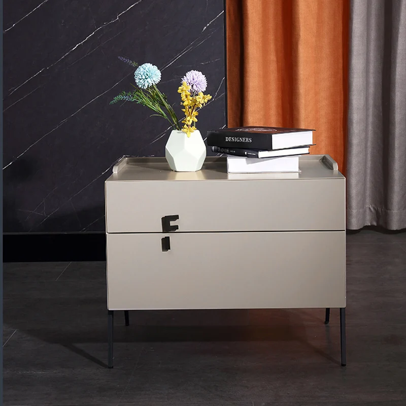 Space-Saving Bedroom Side Table - Durable Baking Paint & Stable Carbon Steel Accents Nightstand 2-Drawer Nightstand For Bedroom