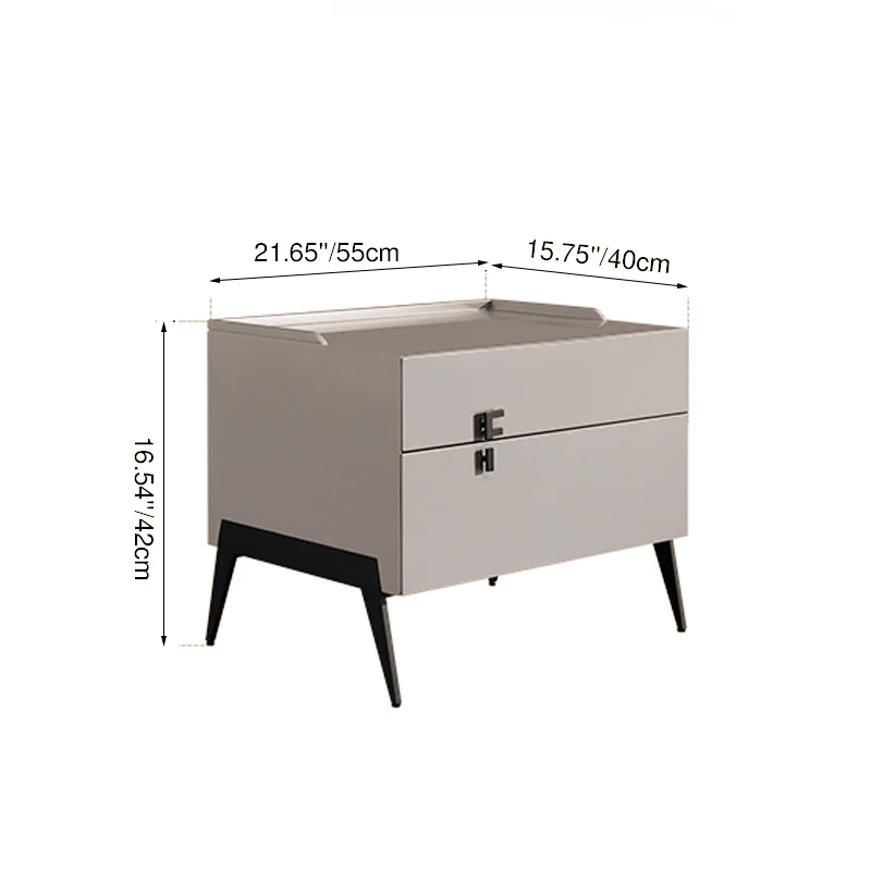 Space-Saving Bedroom Side Table - Durable Baking Paint & Stable Carbon Steel Accents Nightstand 2-Drawer Nightstand For Bedroom