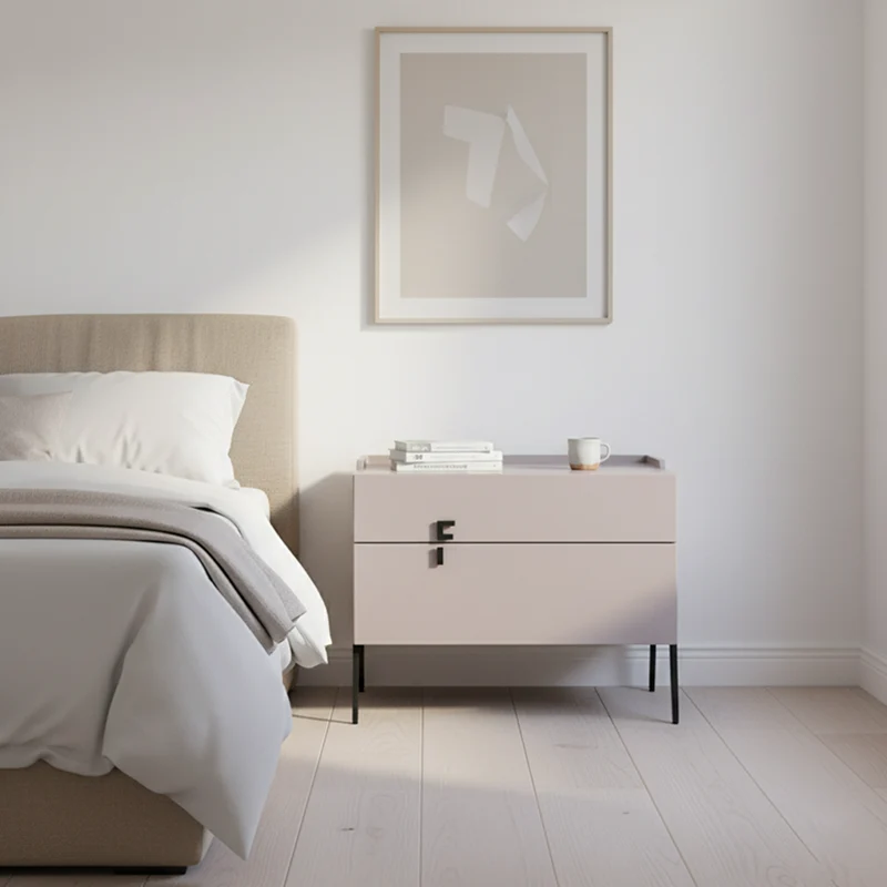 Space-Saving Bedroom Side Table - Durable Baking Paint & Stable Carbon Steel Accents Nightstand 2-Drawer Nightstand For Bedroom