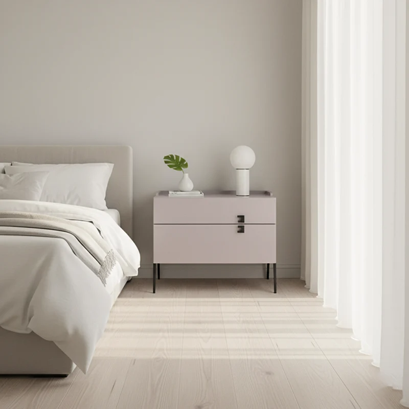 Space-Saving Bedroom Side Table - Durable Baking Paint & Stable Carbon Steel Accents Nightstand 2-Drawer Nightstand For Bedroom