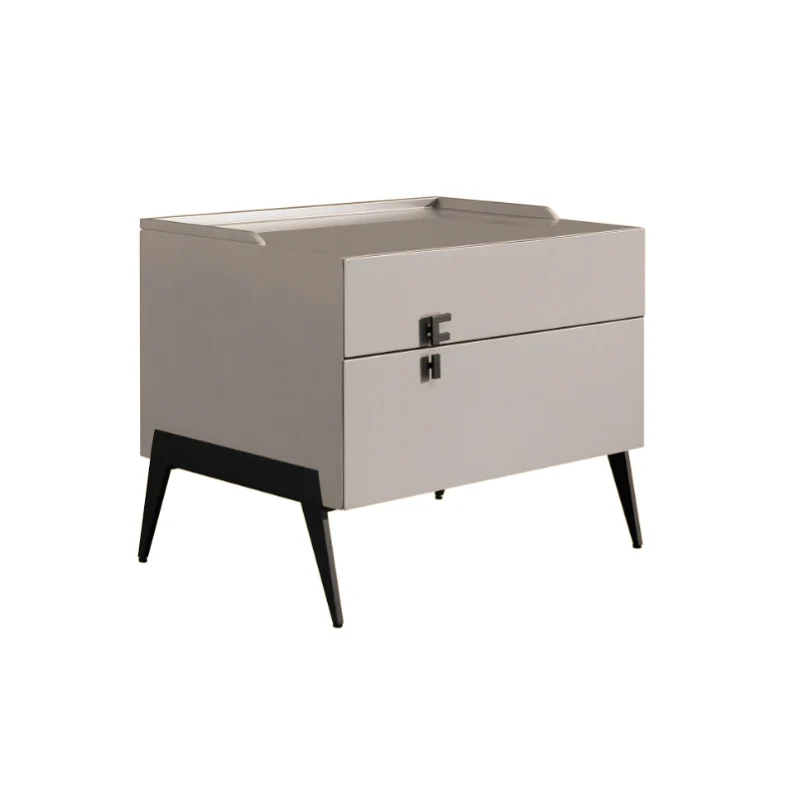 Space-Saving Bedroom Side Table - Durable Baking Paint & Stable Carbon Steel Accents Nightstand 2-Drawer Nightstand For Bedroom