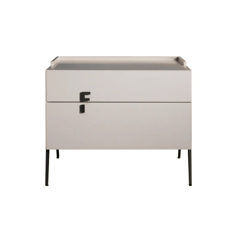 Space-Saving Bedroom Side Table - Durable Baking Paint & Stable Carbon Steel Accents Nightstand 2-Drawer Nightstand For Bedroom