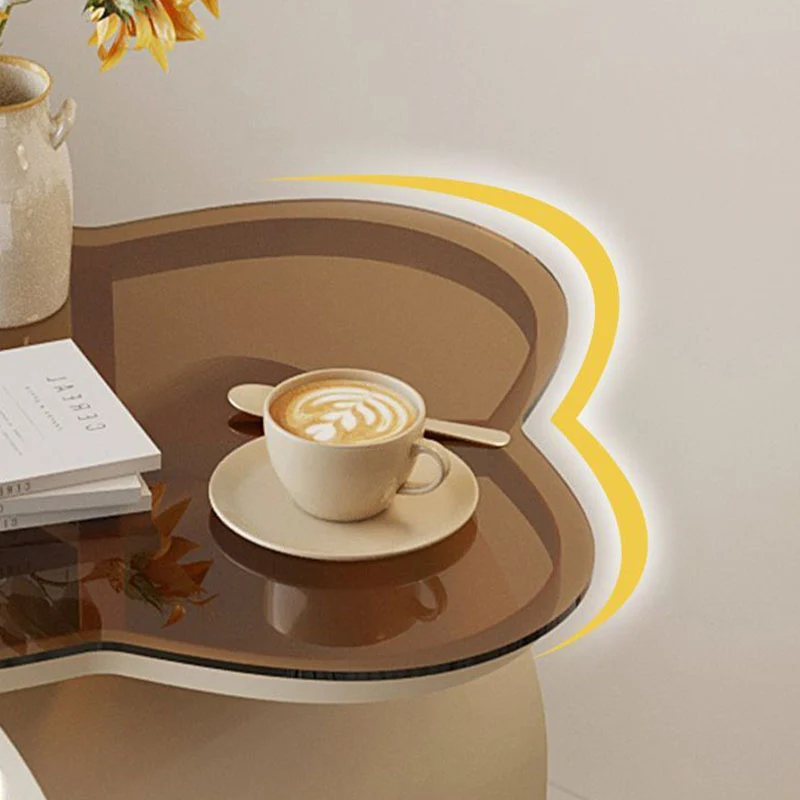 Contemporary Creative Tempered Glass Iron Flower Arch Mobile Side Table 3-Tier For Living Room