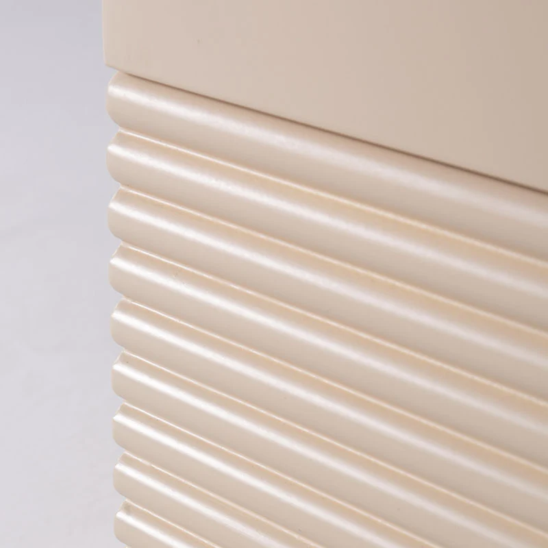 Modern Minimalist Polished Metal Legs Bedside Table - Ribbed 2 Drawer Nightstand For Bedroom