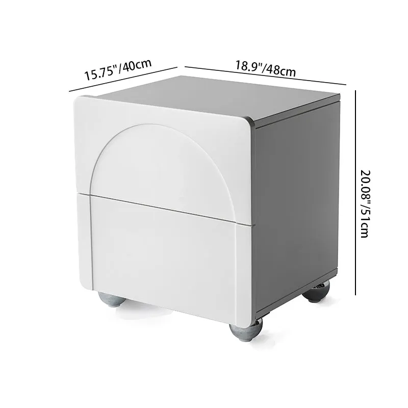 Contemporary Creative 2 Drawers Nightstand - Curved Front Stainless Steel Ball Legs Bedside Table For Bedroom
