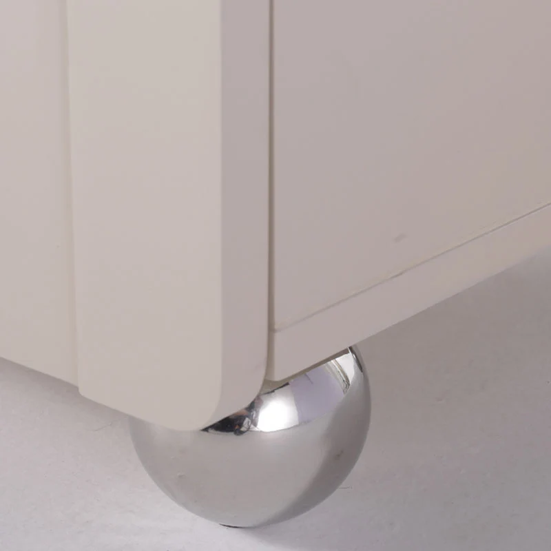 Contemporary Creative 2 Drawers Nightstand - Curved Front Stainless Steel Ball Legs Bedside Table For Bedroom