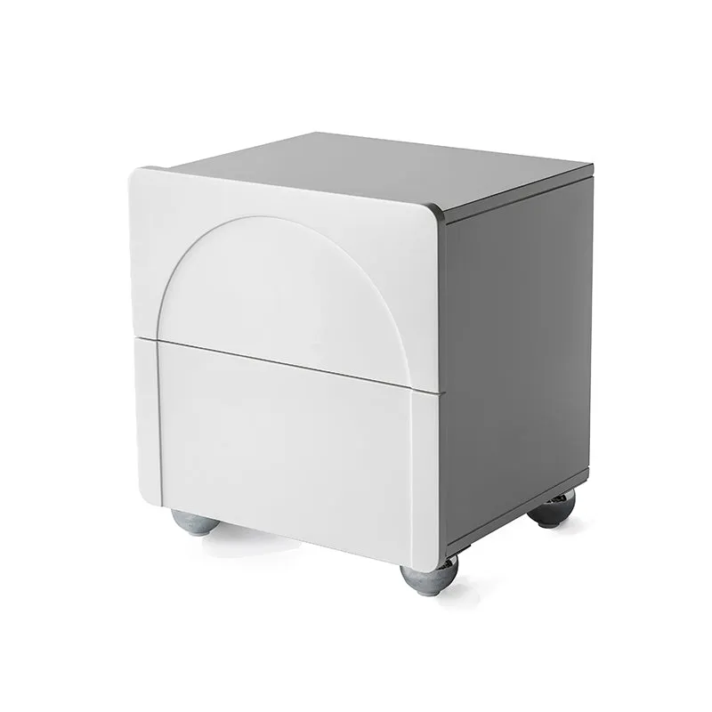 Contemporary Creative 2 Drawers Nightstand - Curved Front Stainless Steel Ball Legs Bedside Table For Bedroom