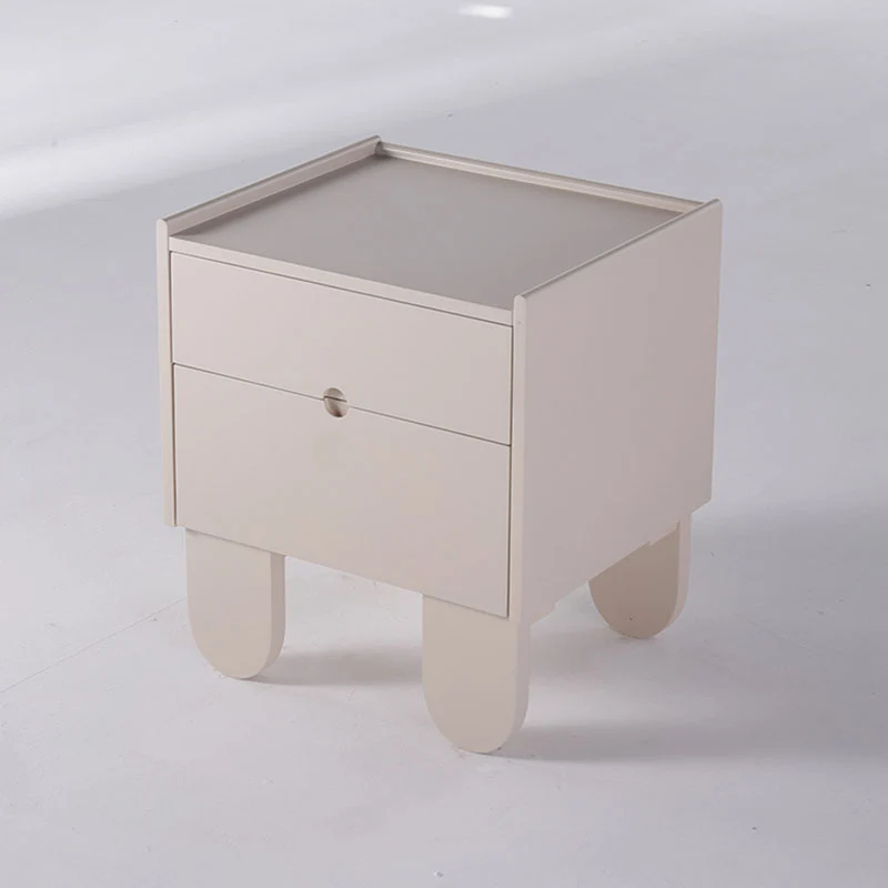 Contemporary Creative Semi-Circular Bedside Cabinet - Artistic 2 Drawers Nightstand For Bedroom