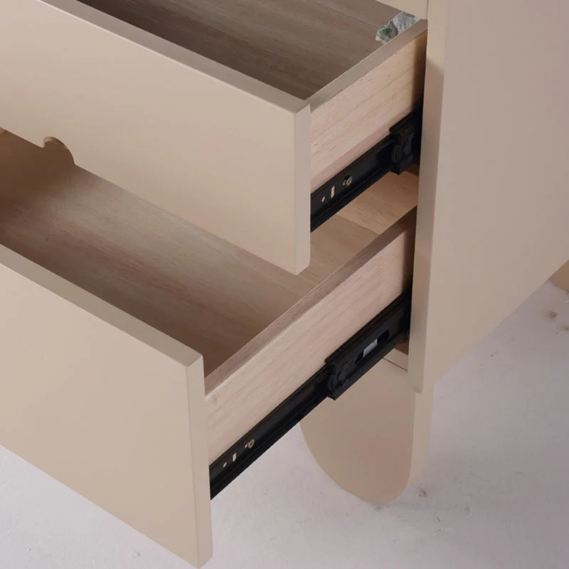Contemporary Creative Semi-Circular Bedside Cabinet - Artistic 2 Drawers Nightstand For Bedroom