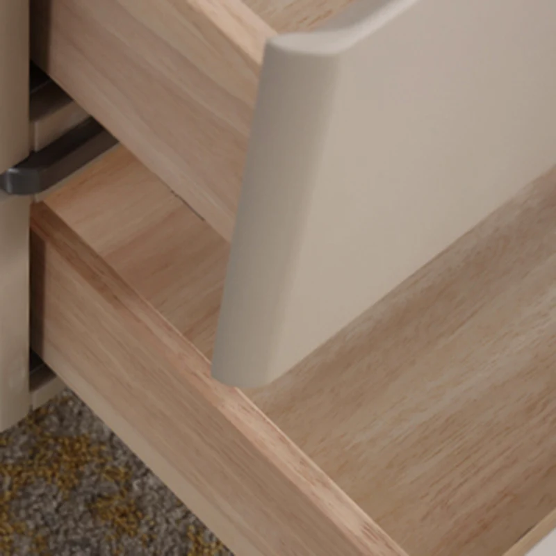Contemporary Nordic Sintered Stone Bedside Table - 2 Drawers Alloy Legs Nightstand For Bedroom