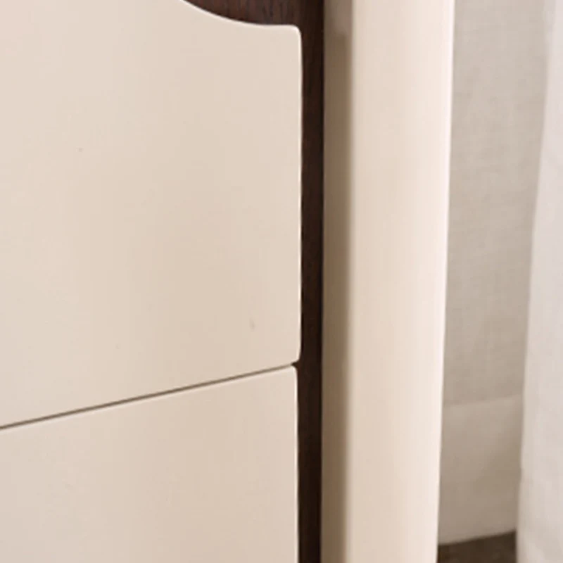 Contemporary Scandinavian Hidden Handle Asymmetry Bedside Table - 2 Drawers Titanium Alloy Base Nightstand For Bedroom
