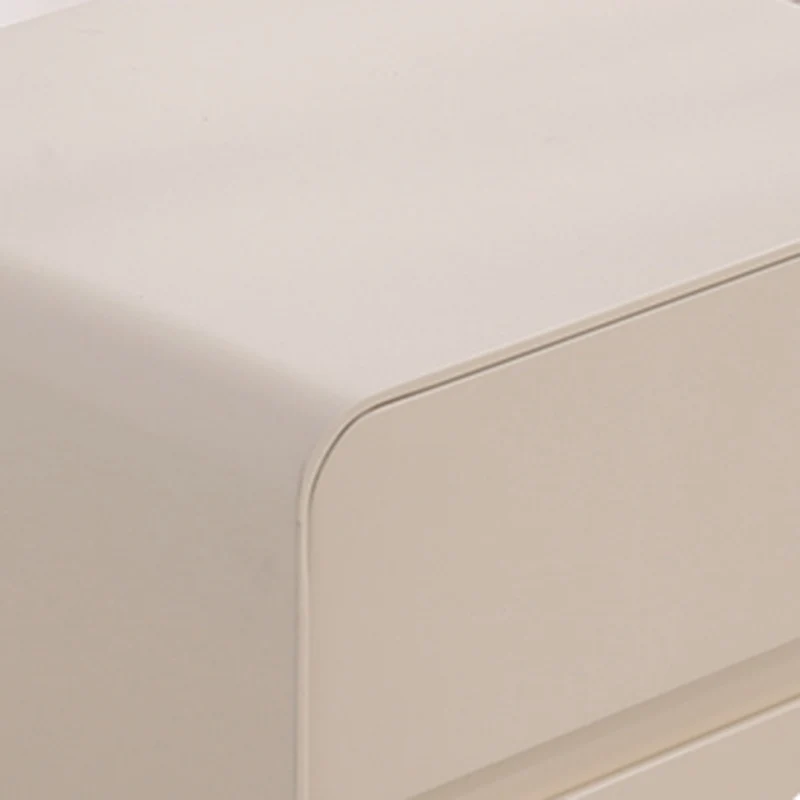 Contemporary Nordic Soft-Edge Curves Bedside Table - 2 Drawers Metal Ball Legs Nightstand For Bedroom