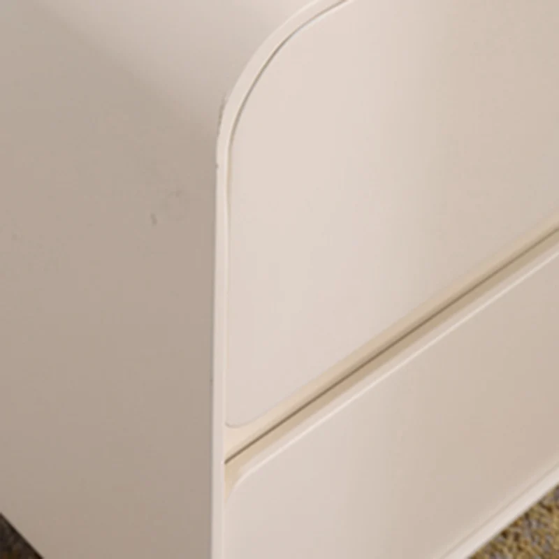 Contemporary Nordic Soft-Edge Curves Bedside Table - 2 Drawers Metal Ball Legs Nightstand For Bedroom