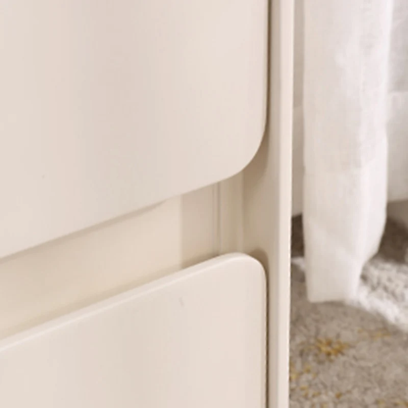 Contemporary Nordic Soft-Edge Curves Bedside Table - 2 Drawers Metal Ball Legs Nightstand For Bedroom