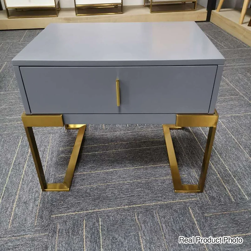 E1 Eco-Safe Industrial Bedside Table - Scratch-Resistant Baking Paint Nightstand 1-Drawer Nightstand For Bedroom & Living Room